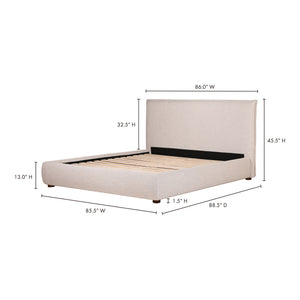 Moe's Luzon King Bed in Light Grey Linen