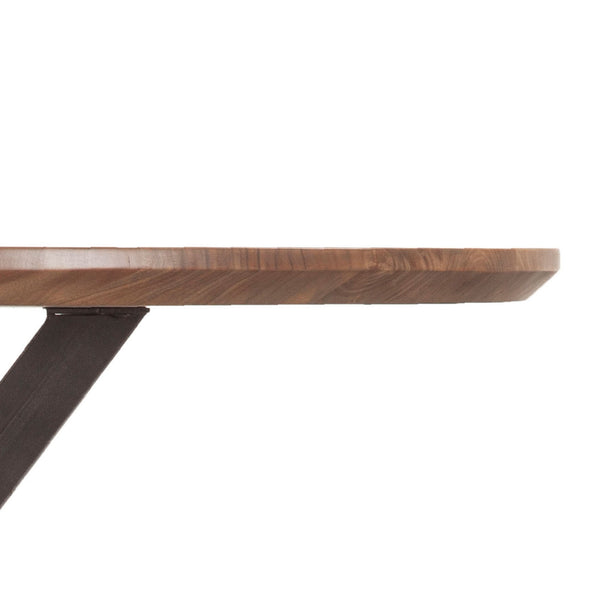 Bern 60" Round Table, Smoke Acacia, Natural Steel