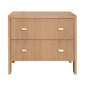 TWO DRAWER SIDE TABLE WITH FLUTED DETAIL IN NATURAL OAK