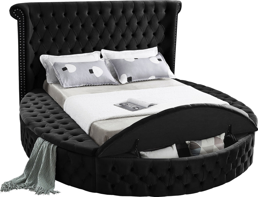 Lorena Queen Bed In Black Velvet
