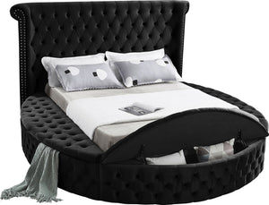 Lorena Queen Bed In Black Velvet