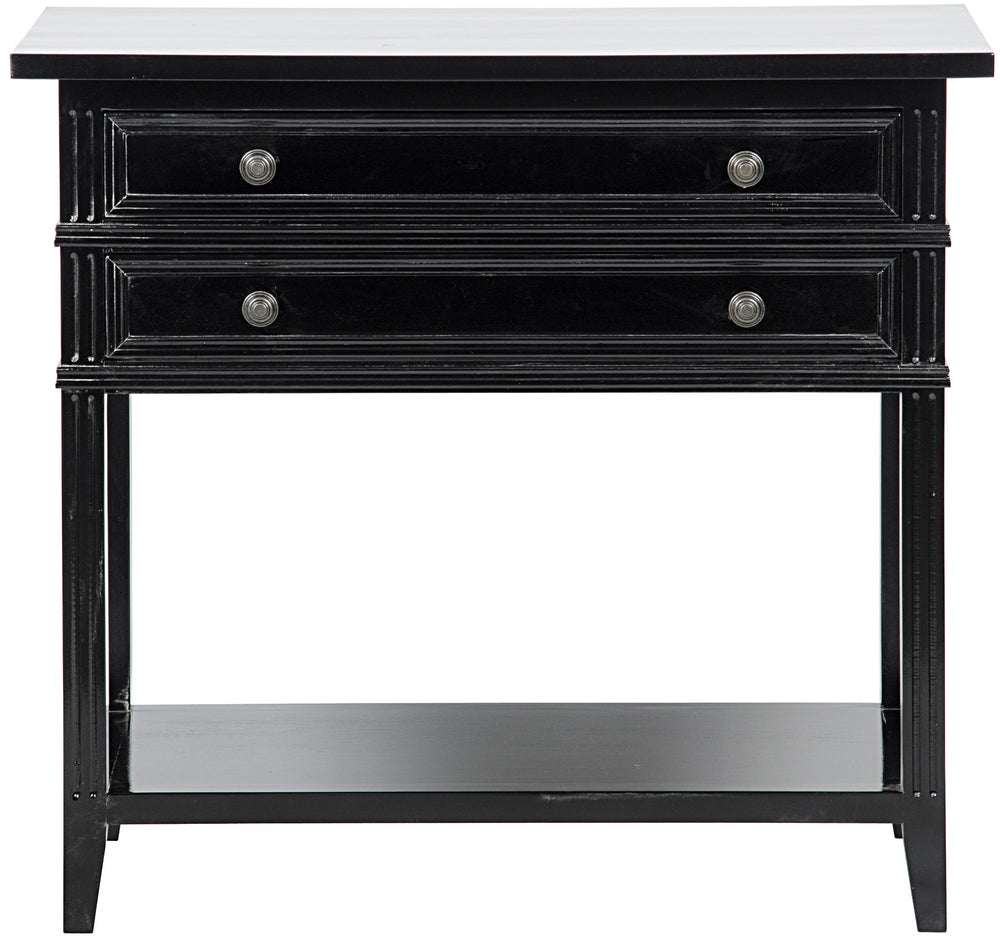 Colonial 2-Drawer Side Table, Distressed Black