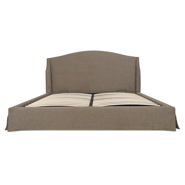Weston Queen Storage Bed with Brown Slipcover