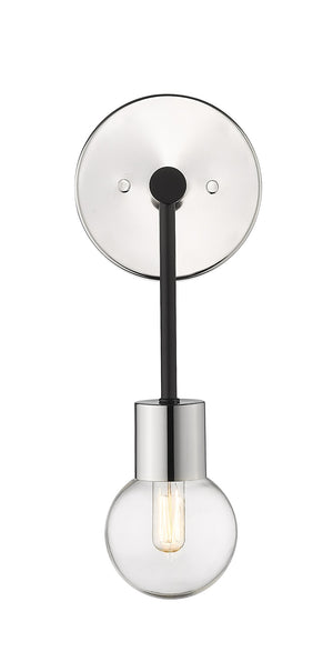 Neutra 1 Light Wall Sconce in Matte Black + Polished Nickel Finish