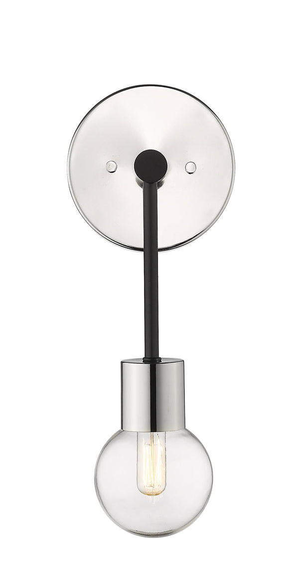 Neutra 1 Light Wall Sconce in Matte Black + Polished Nickel Finish