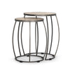 Clapp Round Light Brown W/ White Wash Wood and Silver Metal Nesting Accent Tables (Set of 2)