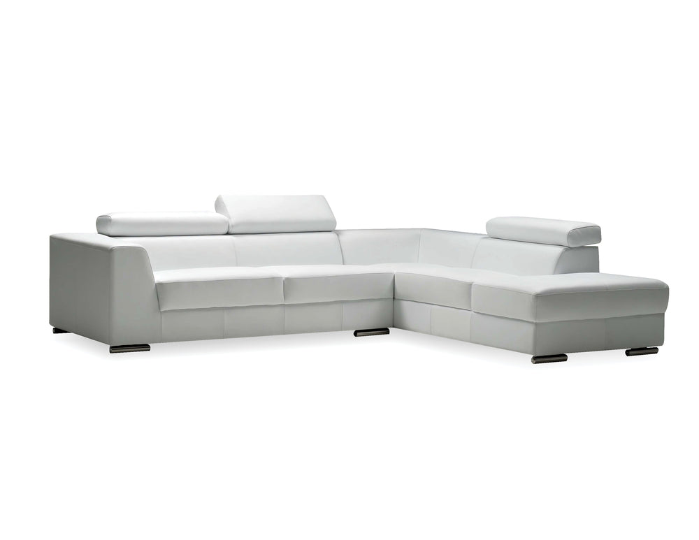 Icon Sectional RAF Chaise in white premium leather