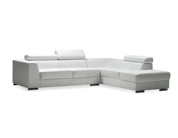 Icon Sectional RAF Chaise in white premium leather