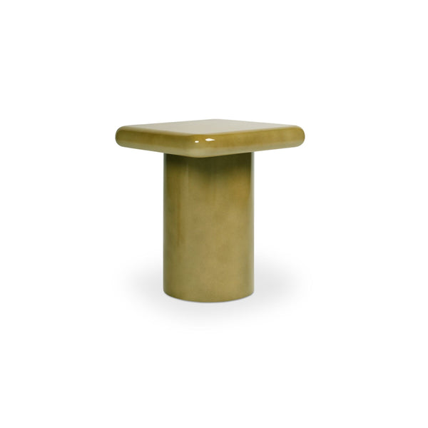 Moe's Daisy Side Table Green with Gloss Finish
