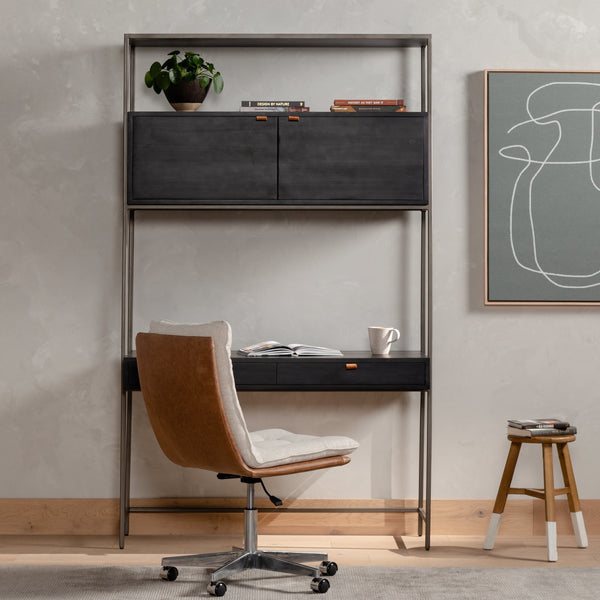 Trey Modular Wall Desk - Black Wash Poplar