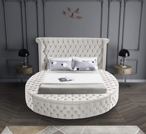 Lorena Queen Bed In Cream Velvet