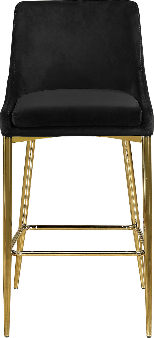 Lynette Stool In Black Velvet and Gold