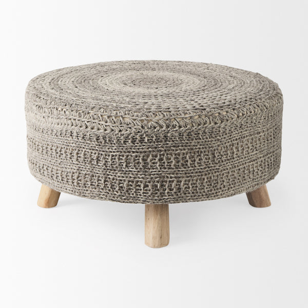 Bina 30.0L x 30.0W x 15.0H Dark Gray 4 Legged Wool Stool