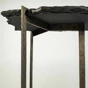 Shale III 50L x 20W Black Live-Edge Slate and Iron Console Table