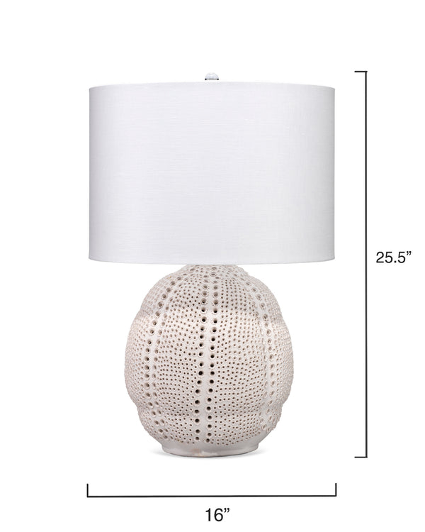 Lunar Polyresin Table Lamp with Linen Shade, White