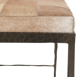 Achen Hide Bench with Hammered Iron Frame - Canyon Sand