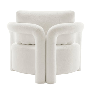 Maisie Faux Shearling Accent Arm Chair, Wilmont White