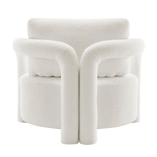 Maisie Faux Shearling Accent Arm Chair, Wilmont White