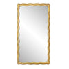 RECTANGULAR MIRROR WITH WAVEY TEXTURED FRAME IN BRASS