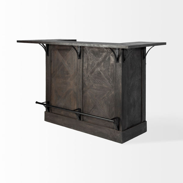Cheers Dark Brown Solid Wood  Wine Bottle Storage Kitchen Island