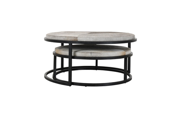Hayword Hide-Covered Nesting Coffee Tables – Set of 2