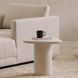 Eden Accent Table Ivory Lacquer with Oval Base