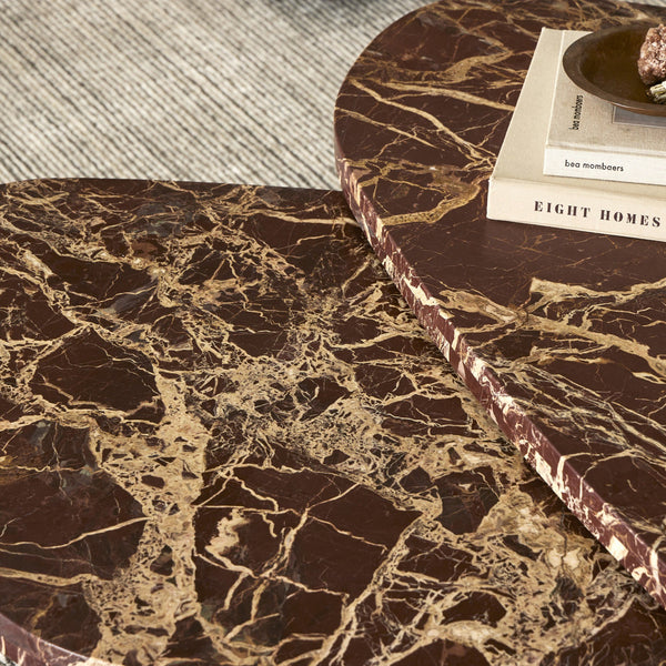 Zion Coffee Table Set - Merlot Marble