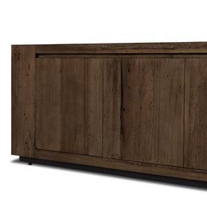 Abaso Media Console In Ebony Rustic Wormwd