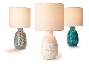 Frieze Ceramic Table Lamp, White