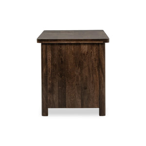 Norwood Solid Mango Wood Desk with Brass Detailing - Bark Brown