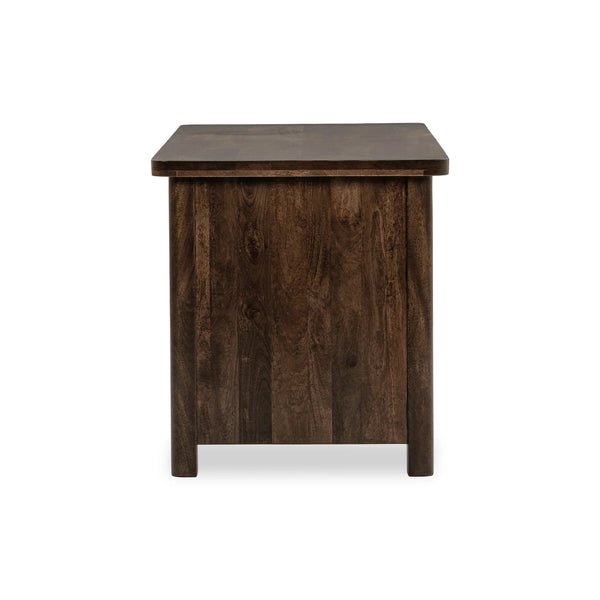 Norwood Solid Mango Wood Desk with Brass Detailing - Bark Brown