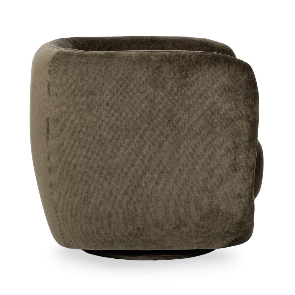 Nico Upholstered Swivel Chair in Olive Green