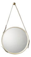 Round Steel Round Wall Mirror, White Hide