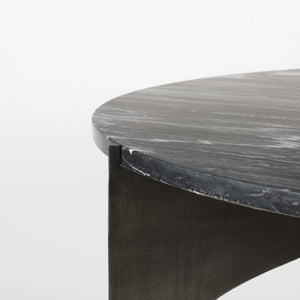 Reinhold III Black Marble Top Iron Coffee Table