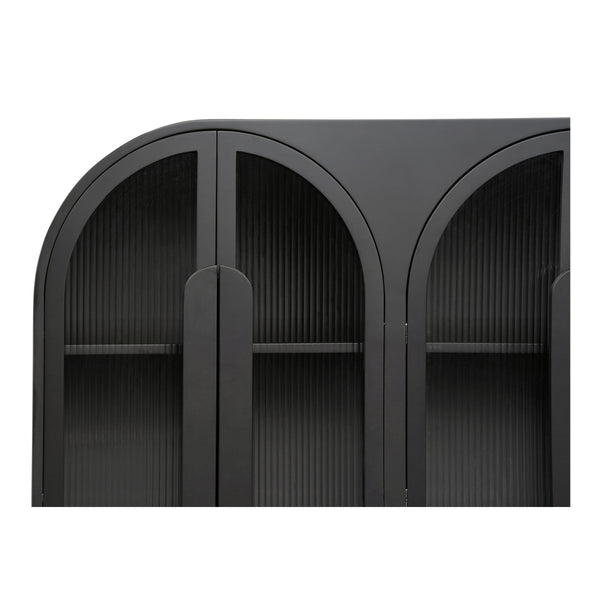 Salone Sideboard Black with Reeded Glass Doors