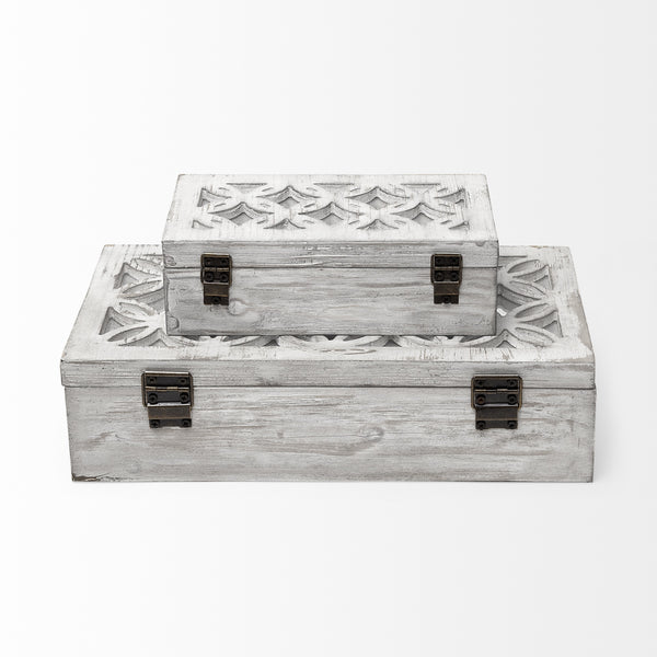 Floribundus (Set of 2) Off-White Decorative Boxes