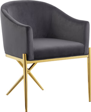 Doris Dining Chair In Grey Velvet and Gold