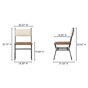 Moe's Posta Dining Chair in Brown Leather & Fabric