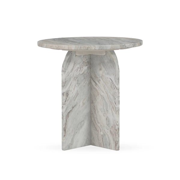 Reilly Marble Round Accent Table Small - Rusty Gray