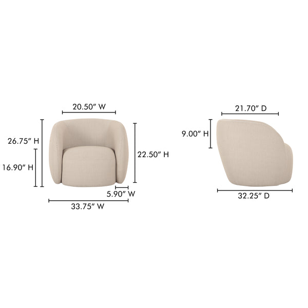 Moe's Rae Outdoor Accent Chair in Beige Check
