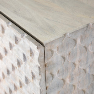 Rio Media Console-Round Cut White Wash