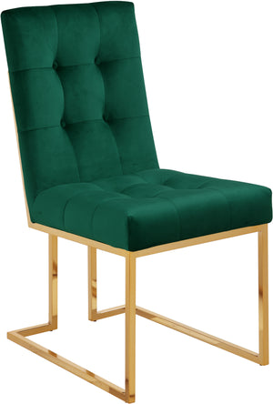 Benny Dining Chair In Green Velvet