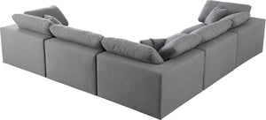 Carmen Cloud Modular Sectional In Grey Linen Fabric