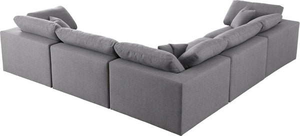 Carmen Cloud Modular Sectional In Grey Linen Fabric