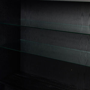 Hayward Cabinet In Black Oak-Black Aluminum-Black Iron