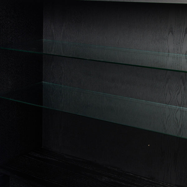 Hayward Cabinet In Black Oak-Black Aluminum-Black Iron