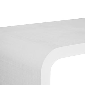 WATERFALL EDGE COFFEE TABLE IN TEXTURED WHITE LINEN