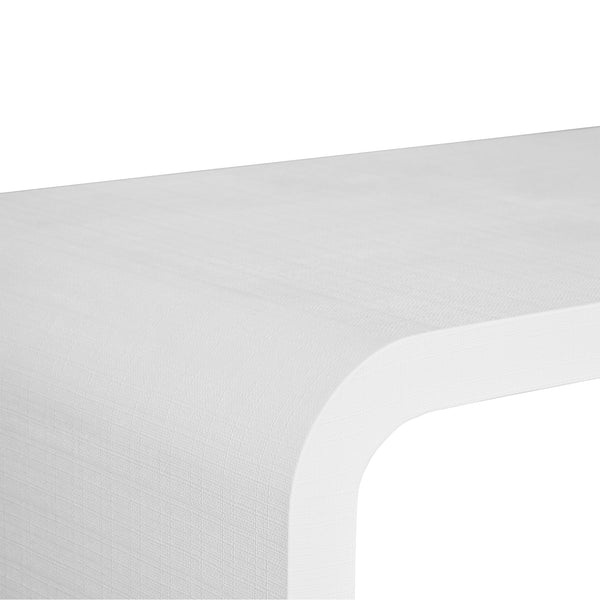 WATERFALL EDGE COFFEE TABLE IN TEXTURED WHITE LINEN