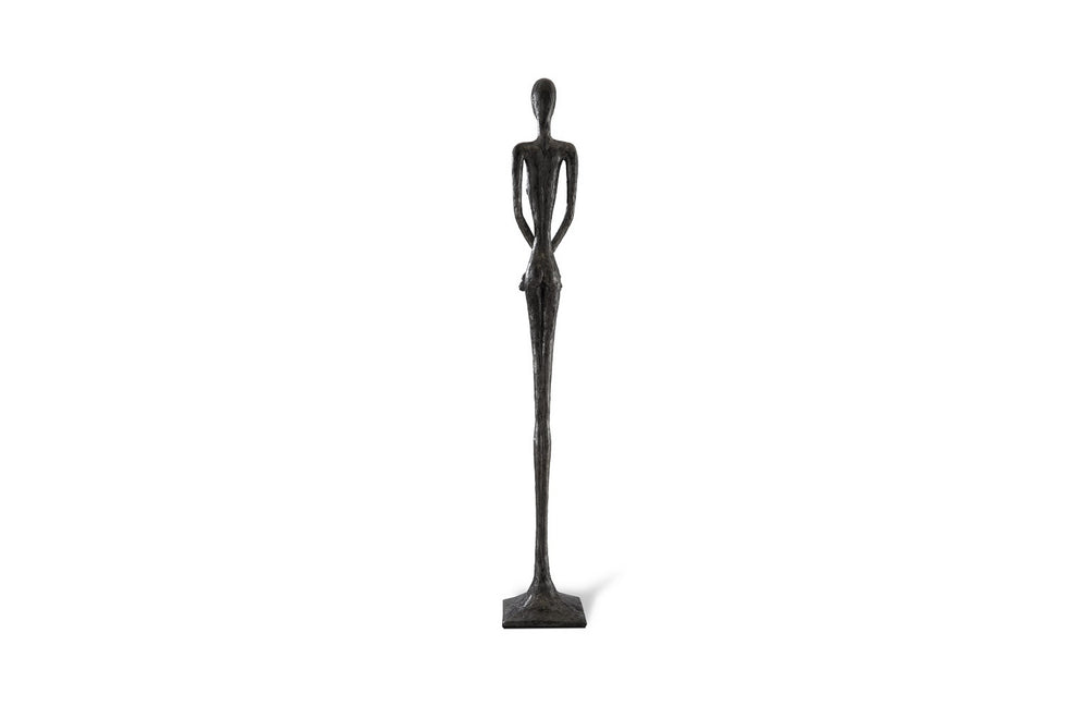 Skinny Female Sculpture, Liquid Silver
