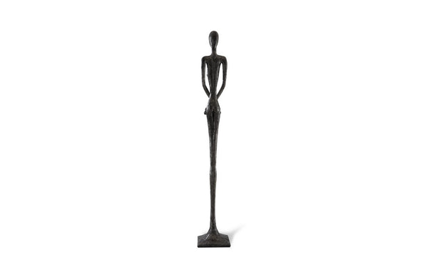 Skinny Female Sculpture, Liquid Silver